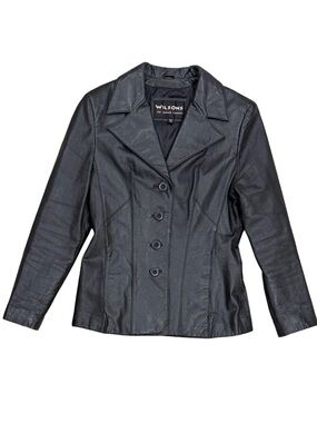 Vintage Wilsons Leather Blazer Button Down Jacket In Black